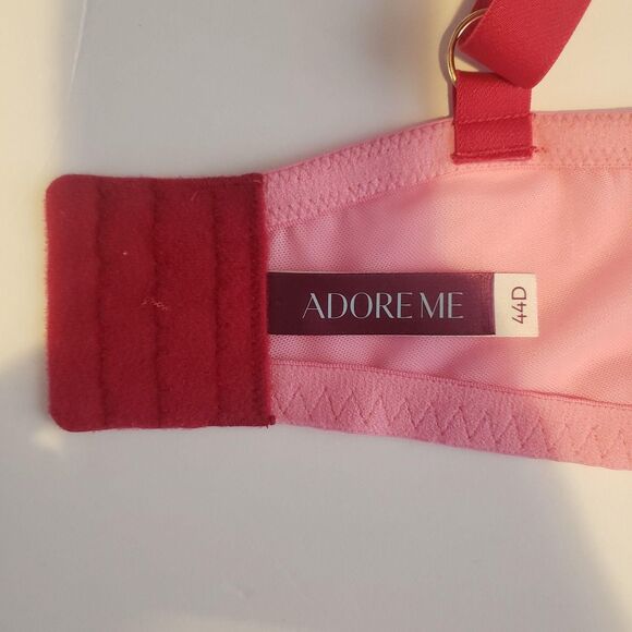 Adore Me Bra Womens 44D Pink Hearts Lace Mesh Balconette Underwire BR-12318-BAL - Picture 6 of 10